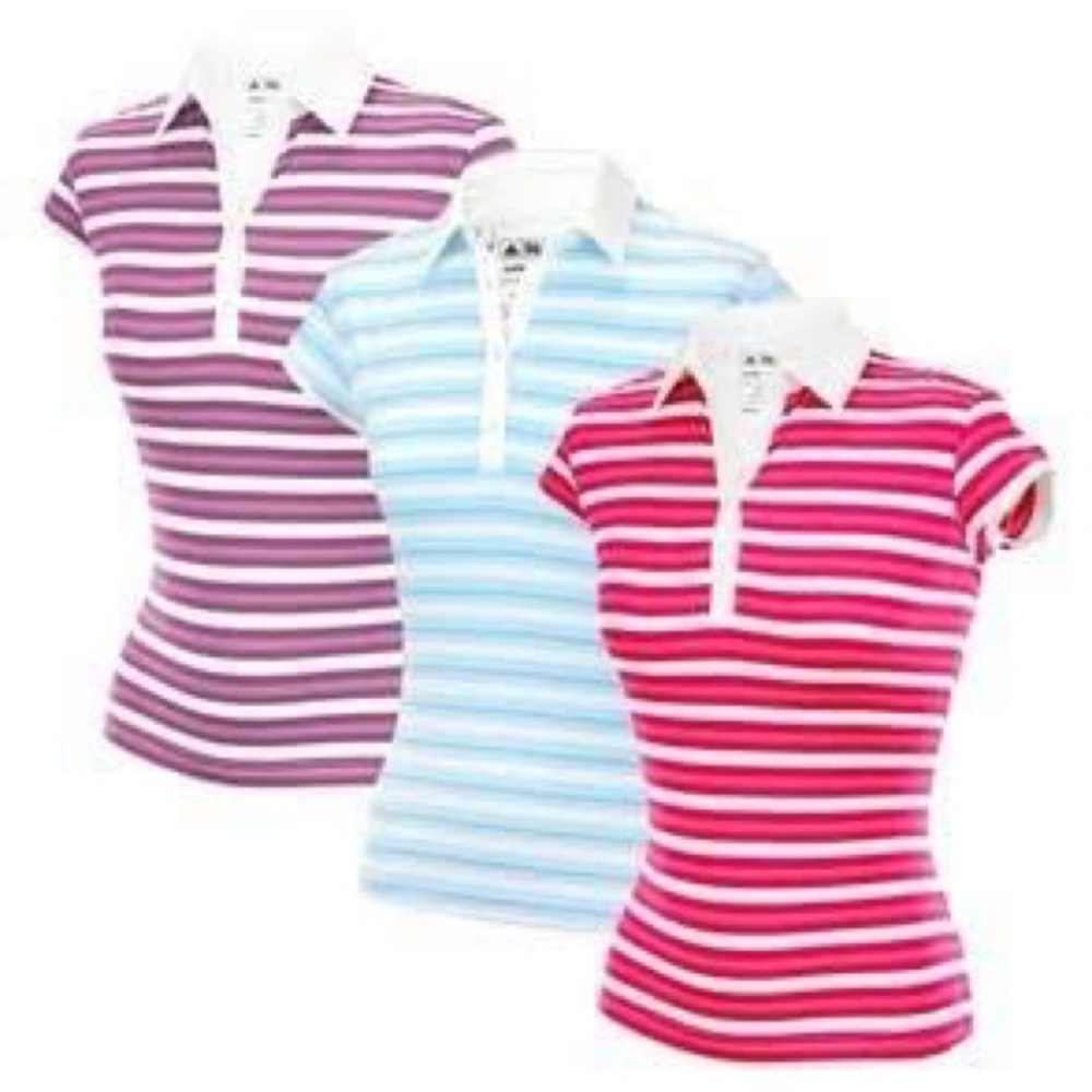 Women’s Adidas ClimaLite golf shirt-blue striped